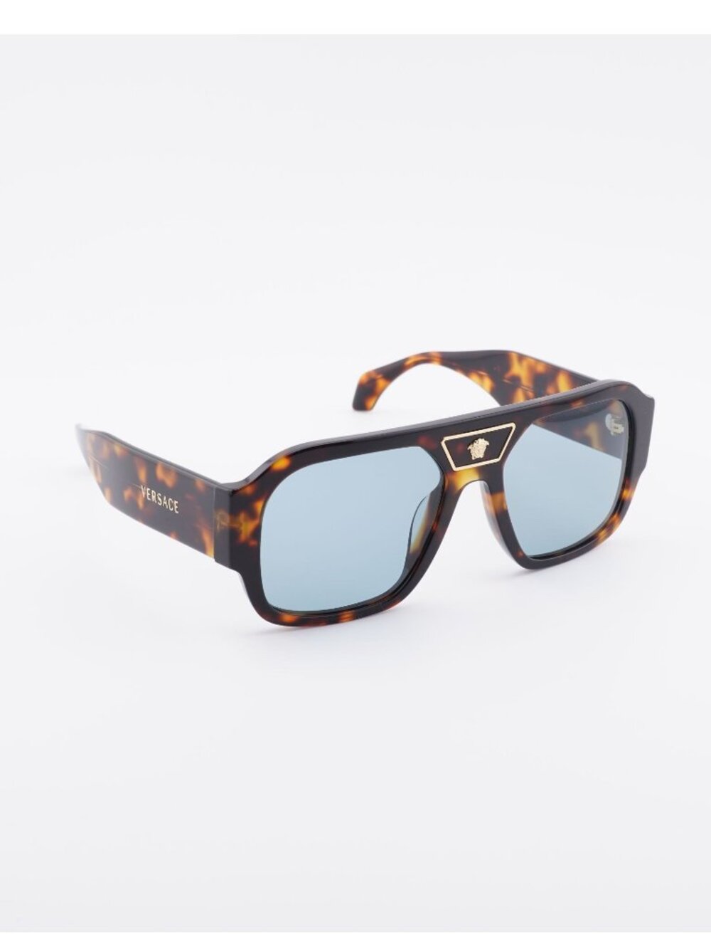 Versace VE4508U 553780 Sunglasses Havana Aviator Frame, Blue Lenses